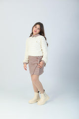 Ensemble Fille Écru & Beige à Carreaux