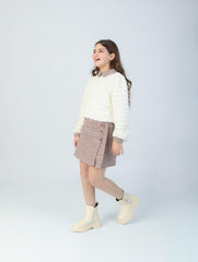 Ensemble Fille Écru & Beige à Carreaux