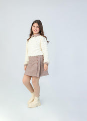 Ensemble Fille Écru & Beige à Carreaux