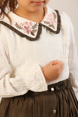 Ensemble 2 pièces Jupe Khaki pour fille