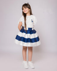 Ensemble Élégante Blanc Bleu Royal pour fille