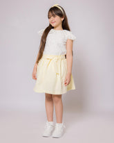 Ensemble pour fille – Blanc Dentelle & Jaune Pastel