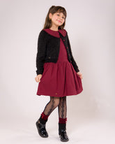 Ensemble Fille - Robe Bordeaux & Gilet Noir