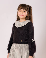 Ensemble Fille Automnal Chic – Noir & Carreaux