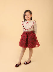 Ensemble Beige Bordeaux pour fille