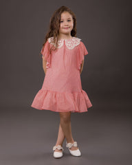 Robe rouge dentelle pour fille