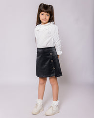 Ensemble Jupe noir Chemisier manches longues pour fille