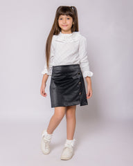 Ensemble Jupe noir Chemisier manches longues pour fille