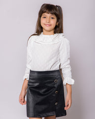 Ensemble Jupe noir Chemisier manches longues pour fille