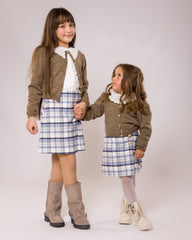 Ensemble Fille Gilet Marron & Jupe