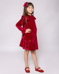 Robe en Velours Bordeaux pour Fille