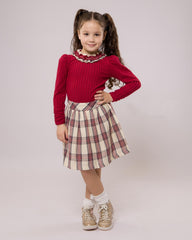 Ensemble Rouge jupe et chemise pour fille