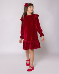 Robe en Velours Bordeaux pour Fille