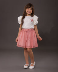 Ensemble rouge dentelle pour fille