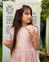 Robe Rose Dentellee pour fille