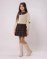 Robe tricot beige 2 pièces pour fille