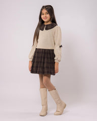 Robe tricot beige 2 pièces pour fille