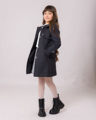 Ensemble plus Manteau 3 pieces Fille Gris & Jupe short Carreaux