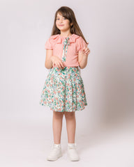 Ensemble Jupe chemise rose pour fille