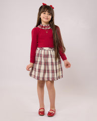 Ensemble Rouge jupe et chemise pour fille
