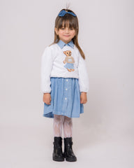 Ensemble Fille Robe en Jean & Pull Blanc