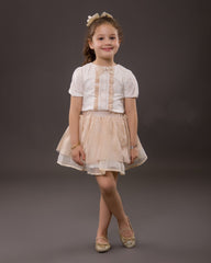Ensemble beige blanc pour fille