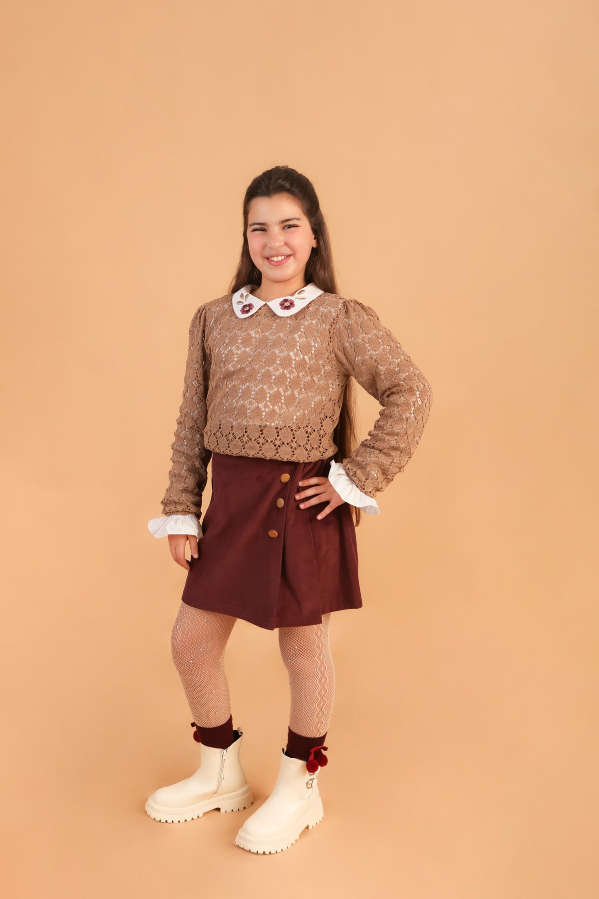 Ensemble Fille Marron & Bordeaux