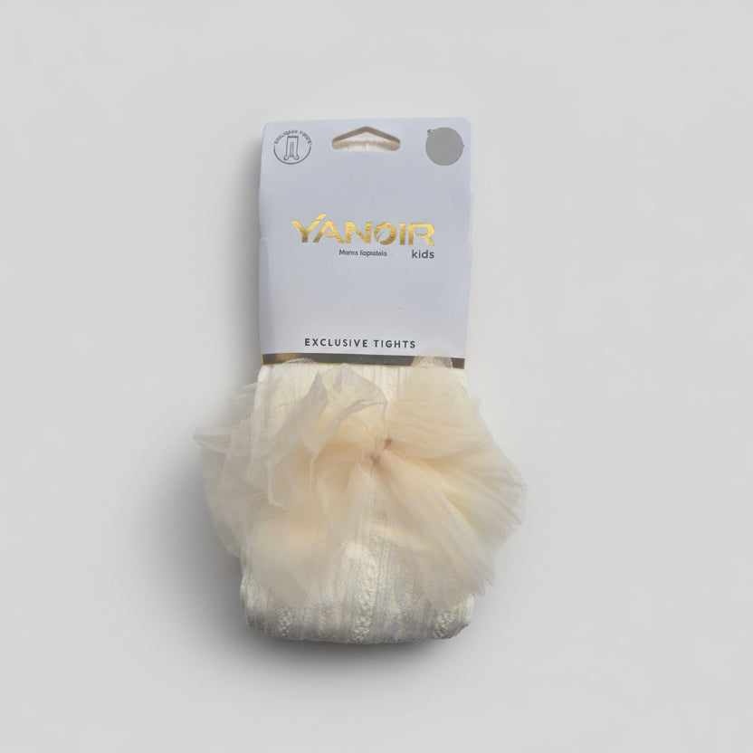Collants Fille avec Nœud en Tulle