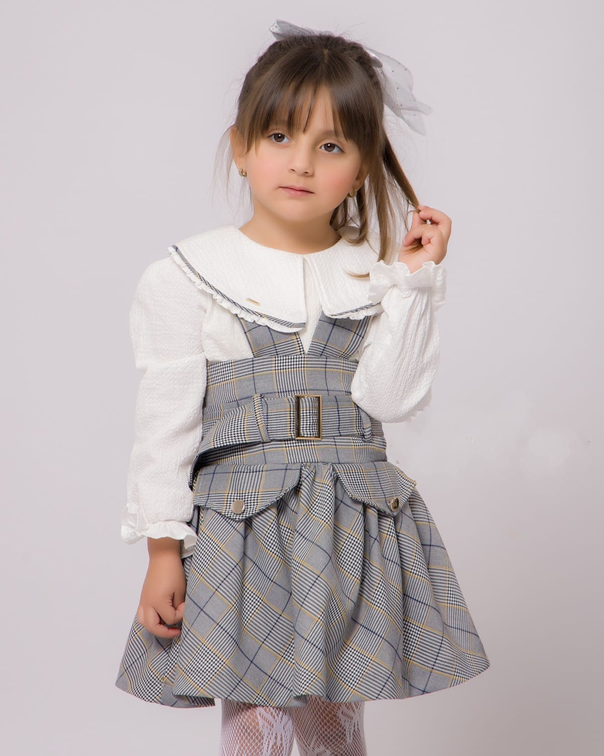 Robe Salopette Fille à Carreaux