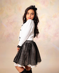 Ensemble blanc noir chic pour fille