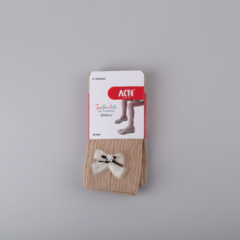 Collants Fille avec Nœud & Perles