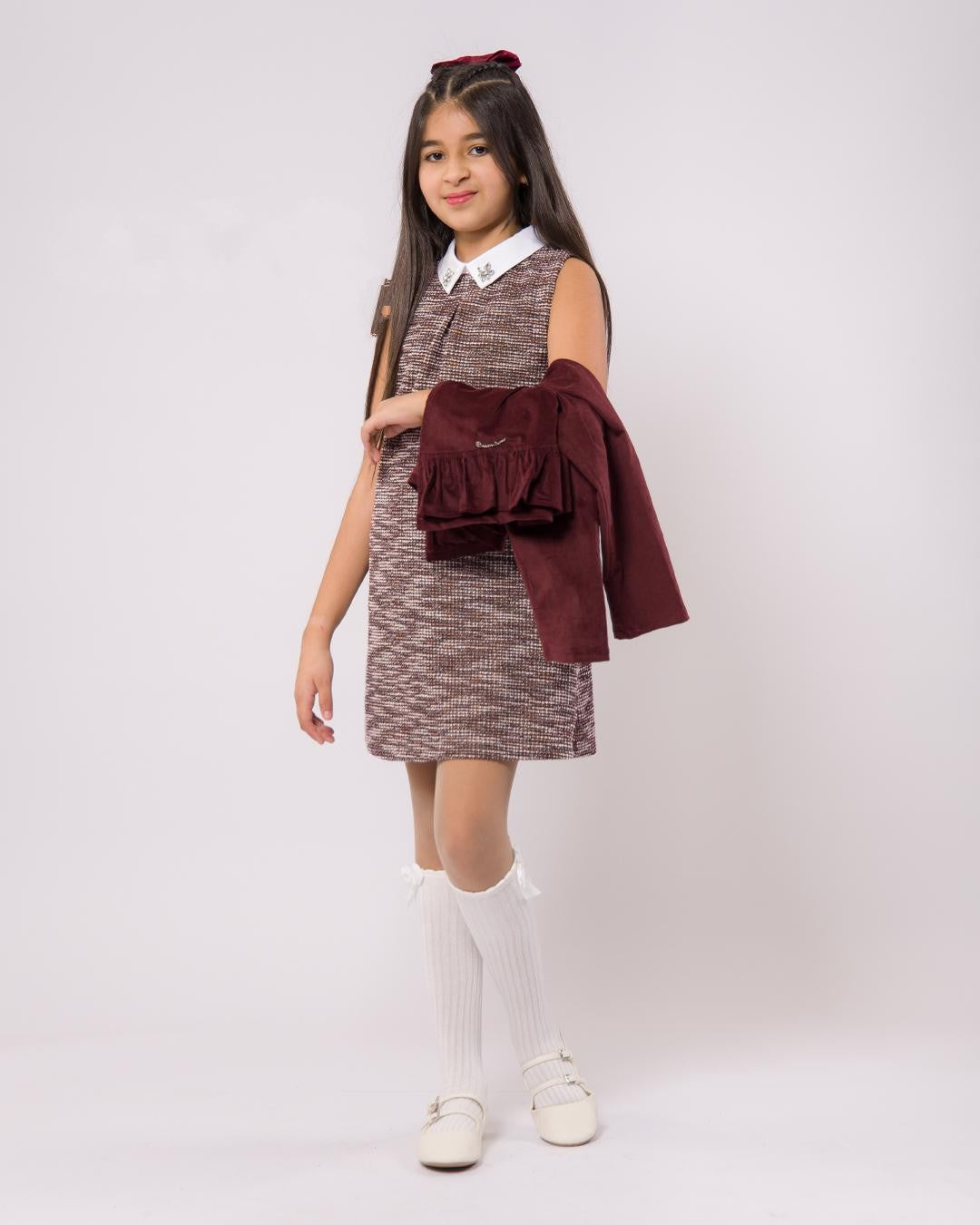 Robe Grenat foncé 2 pièces pour fille