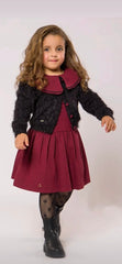 Ensemble Fille - Robe Bordeaux & Gilet Noir