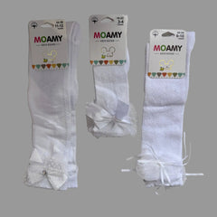 Chaussettes longues Fille Blanc avec Nœud
