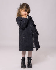 Ensemble plus Manteau 3 pieces Fille Gris & Jupe short Carreaux