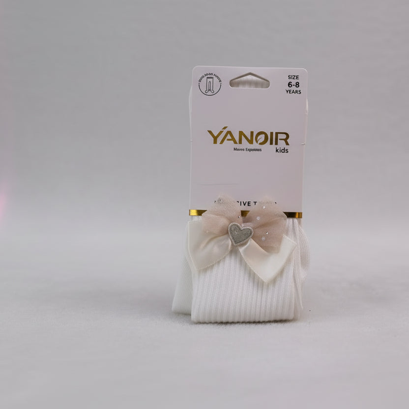 Collants Fille avec Nœud Cœur