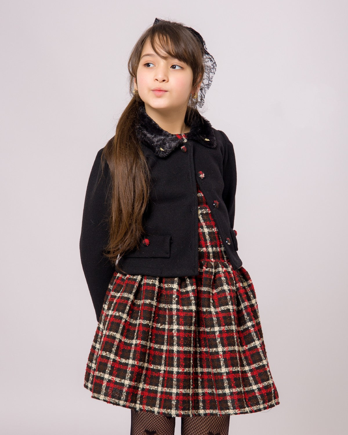 Ensemble Robe Fille Noir & Rouge à Carreaux
