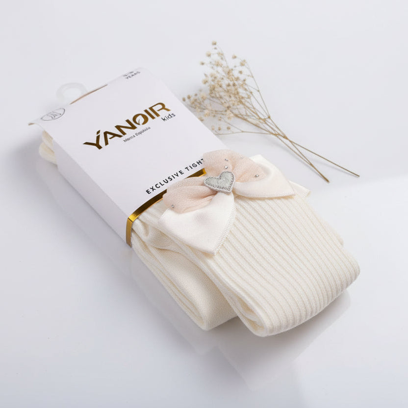 Collants Fille avec Nœud Cœur