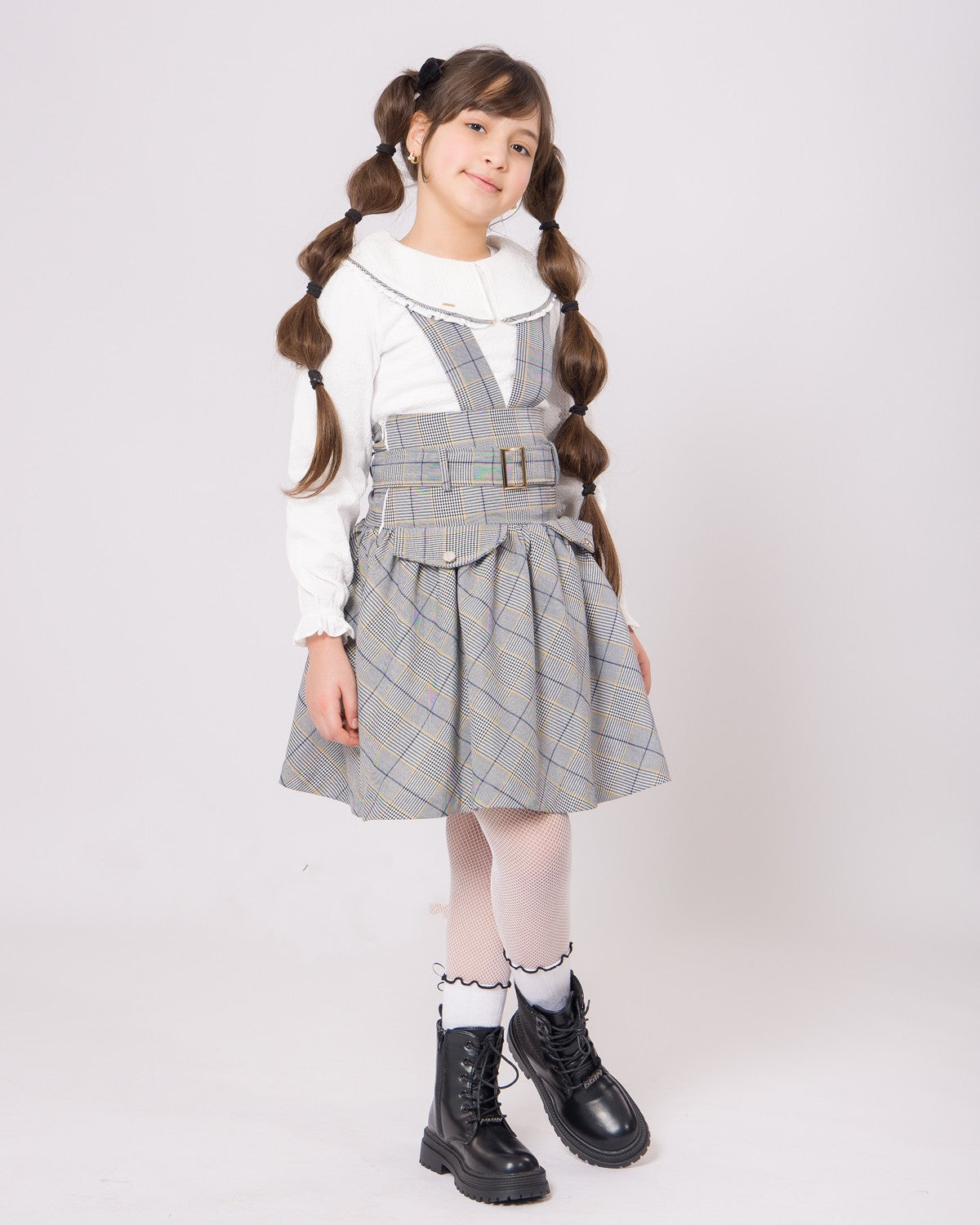 Robe Salopette Fille à Carreaux