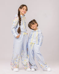 Ensemble Survette Fille Fleuri – Bleu Ciel