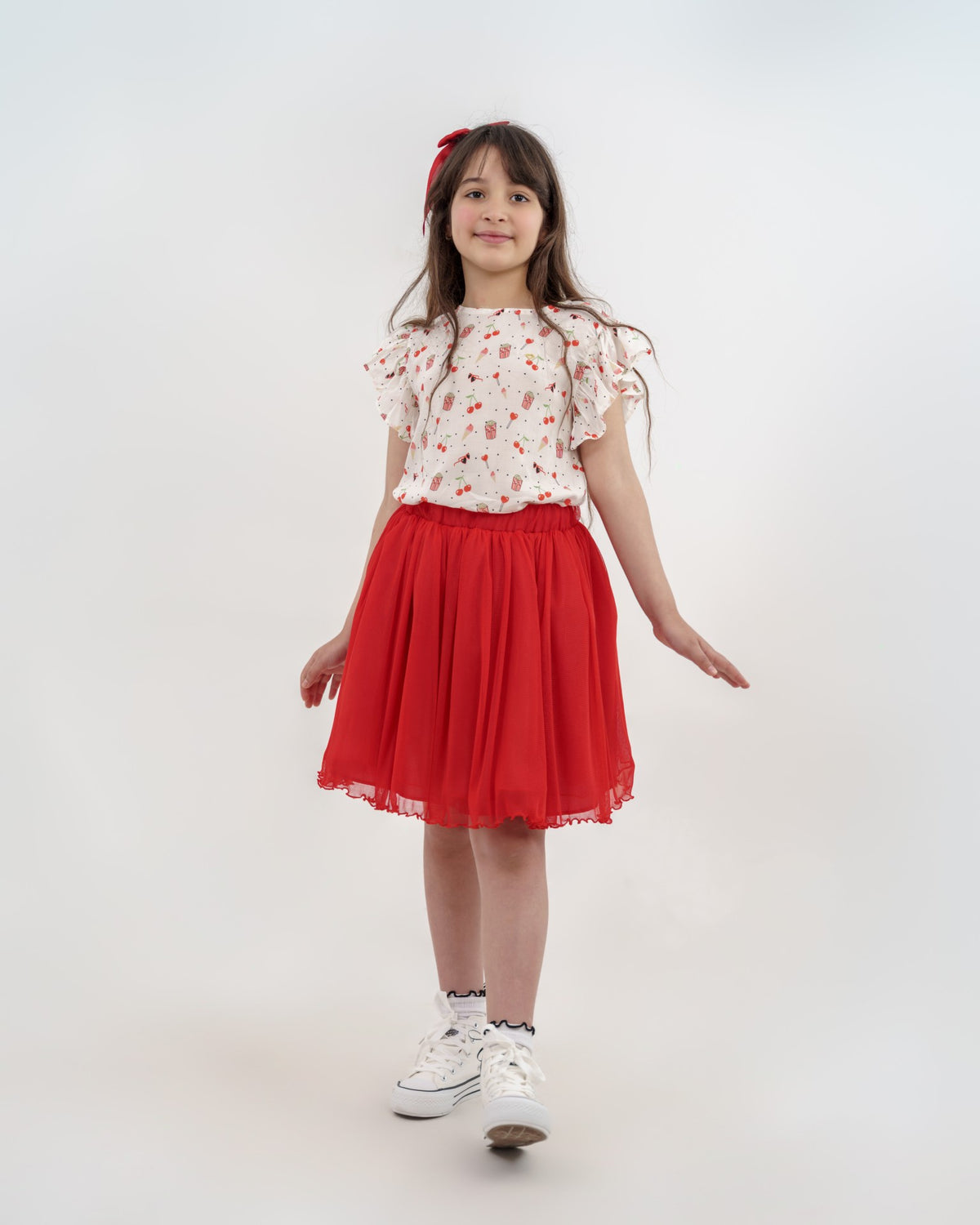 Ensemble Fille Cerise Élégante